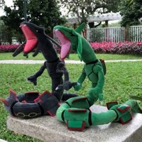 Pokemon Dragon Sang Trọng Đồ Chơi Mega Rayquaza Xanh Và Sáng Bóng Đen Mềm Thú Nhồi Bông Nhân Vật Hoạt Hình Búp Bê