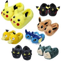 Pokemon Hoạt Hình Anime Sang Trọng Bông Dép Pikachu Psyduck Vaporeon Snorlax Người Lớn Trẻ Em Giữ Ấm Plushie Bông Dép Quà Tặng