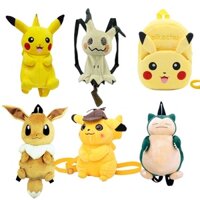 Pokemon Pikachu Eevee Snorlax Charmander Psyduck Ba lô sang trọng Túi đeo vai trẻ em