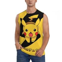 Pokemon Pikachu Nam Xe Tăng Top Tập Gym Áo Thun Không Tay Thể Hình Thể Hình Cơ Thể Thao Tank Top