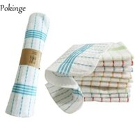 Pokinge 10 Miếng Lót Cọ Rửa, Khăn Bát Đĩa Cotton 30 * 30cm, Khăn Ăn Sọc Thời Trang 4 Màu Mềm Vải Lau Nhà Bếp Nhà Bếp