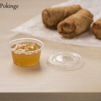Pokinge 100 Chiếc Cốc Thạch Dùng Một Lần, Có Nắp Cốc Gia Vị Dùng Một Lần Trong Suốt, Hộp Đựng Thực Phẩm Nhựa 130 / 250 / 300ml Bát Kem Sữa Chua