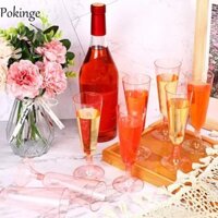 Pokinge 25 Chiếc Cốc Sáo, Cốc Champagne Dùng Một Lần 5 Oz Không Thể Phá Vỡ, Đồ Dùng Tiệc Nhựa Có Thể Tháo Rời Rượu Ly Bar