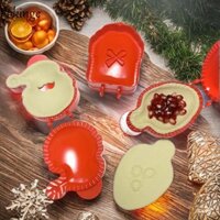Pokinge 3 Cái / bộ Khuôn Bánh Tay Giáng Sinh, Khuôn Làm Bánh Hình Ông Già Noel Bằng Nhựa, Hộp Quà Tặng Handmade Đa Năng Hạt phỉ Mini Dough Press Mold Tool Giáng Sinh