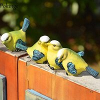 Pokinge 4 Tác Phẩm Điêu Khắc Động Vật, Tượng Chim Nhựa Sáng Tạo, Đồ Thủ Công Ngộ nghĩnh Nhiều Màu Sắc Dễ Thương Bức Tượng Nhỏ Bãi Cỏ