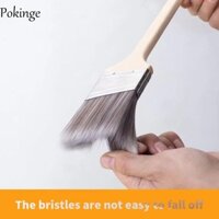 Pokinge Bộ cọ sơn 5 chiếc, Bàn chải treo tường mềm vát dày, Tay cầm bằng gỗ bền Sợi hóa học Áp dụng dụng cụ chải tường đều