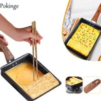 Pokinge Chảo Trứng Skillet, Chảo Omelet Tamagoyaki phong cách Nhật Bản, Dụng cụ nấu nướng hình chữ nhật dày vuông Chảo chiên hình chữ nhật Tiện ích nhà bếp