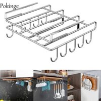 Pokinge Giá đỡ bảng cắt POKINGE, Giá treo dưới tủ Kệ lưu trữ bằng thép không gỉ, Lưu trữ phân vùng có móc Đồ dùng nhà bếp bền bỉ Giá lưu trữ nắp nồi Phòng tắm