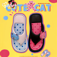 Polka Dot Cat Flip-Flops Nữ Mặc Ngoài Trời Chống Trơn Trượt Đế Mềm Giày Đi Biển Dép xỏ ngón B2.21