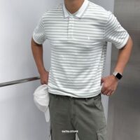 Polo BT kẻ màu logo - GreenPastel