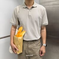 Polo KAF thêu cổ trơn - Xám nhạt