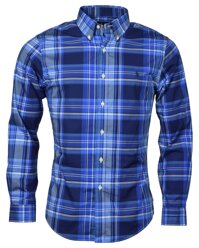 Polo Ralph Lauren Men's Classic Fit Cotton Stretch Plaid Poplin Shirt - Blue/White - L