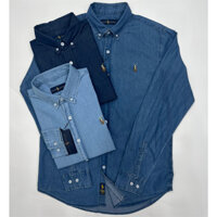 Polo Ralph Lauren Nam Công Sở Áo Sơ Mi Nam Denim Áo Sơ Mi Retro Denim Áo Sơ Mi Nam Thêu Nhỏ Nhiều Màu Sắc Ngựa
