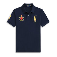 Polo Ralph Lauren Nam Thêu Huy Chương Ngựa Vàng Tay Ngắn POLO Áo Sơ Mi Ve Áo Ngắn T Cotton