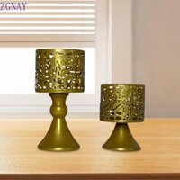 Polosp 2 Cái / bộ Chân nến tròn Đế bệt Ánh sáng Bàn ăn sang trọng