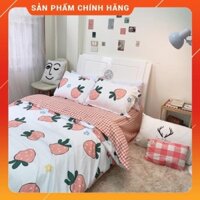 Poly Dâu caro trắng hồng - bộ chăn ga trải giường có đủ kích thước