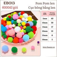 Pom Pom Len - Cục Bông Bằng Len Trang Trí Thủ Công, Phụ Kiện Handmade, Đồ Chơi - EB013