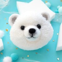 Pompom tạo hình gấu trắng - Pompom Polar Bear - Móc Khóa Handmade