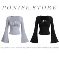 |PONIEE.STORE| Áo WINNE cổ nhún bèo đính nơ tay loe tôn dáng-Có bigsize/HOẢ TỐC HCM/