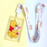 Pooh Dễ Thương Huy Hiệu Thẻ Có Dây Buộc Nhựa Trong Suốt ID Thẻ Tín Dụng Dây Móc Khóa