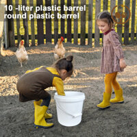 Popubear-10l Xô Nhựa Có Nắp Tay Cầm Kim Loại Hạng Nặng Dung Tích Lớn Di Động Có Thể Tái Sử Dụng Đa Năng Bình Đựng Thực Phẩm Nước Xô Hộp Đựng