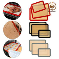 Popubear-3 Cái Bộ Thảm Nướng Bánh Silicon Chống Dính Có Thể Tái Sử Dụng Thảm Nướng Bánh Dễ Dàng Vệ Sinh Cửa Hàng Tấm Silicon Cao Cấp Thực Phẩm Bền Đẹp Cho Bánh Mì Bánh Quy Macaron