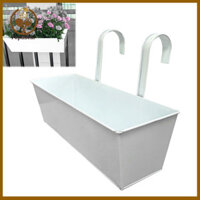 Popubear Cây lan can 16 Inch Hệ thống thoát nước hiệu quả cho cây trồng lan can hình chữ nhật 16 Inch có lỗ thoát nước và móc cho sân vườn ban công Lý tưởng cho các loại thảo mộc