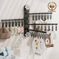 Popubear-folding Móc Treo Quần Áo Tất Sắp Xếp Có Cốc Hút Xoay 180 Độ Dễ Dàng Lắp Đặt Khả Năng Chịu Lực Dây Buộc Quần Lót Móc Treo Kẹp