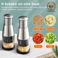 Popubear-garlic Press Chopper Máy xay thủ công bằng thép không gỉ để cắt hành tây Tiêu Dễ dàng sử dụng Máy nghiền tỏi Dụng cụ nhà bếp đa chức năng