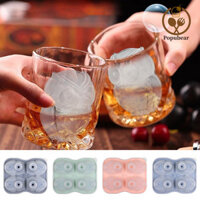 Popubear-ice Cube Khuôn Hình Cú Đá Khay 4 Lưới Nắp Phễu Thiết Kế Khuôn Đá Silicon Cho Whisky Cocktail Và Đồ Uống