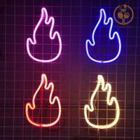 Popubear-led Đèn Neon Hình Sáng Tạo USB / Hoạt Động Nhấp Nháy Miễn Phí Thực Tế Ngọn Lửa Neon Đèn Ký Hiệu Trang Trí Máy Tính Để Bàn