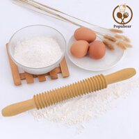 Popubear-rolling Pin Vít Thiết Kế Chủ Đề Có Thể Tái Sử Dụng Tiết Kiệm Nhân Công Gỗ Nguyên Chất 2 Trong 1 Bánh Mì Bánh Ngọt Nướng Gỗ Bột Cắt Cán Con Lăn Dụng Cụ Nhà Bếp