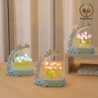 Popubear-tulip Đèn Ngủ Handmade Trang Trí Mô Phỏng Hoa Phòng Ngủ Trang Trí Đèn Ngủ Trẻ Em Cặp Đôi Bạn Bè Tặng Không Khí Trang Trí