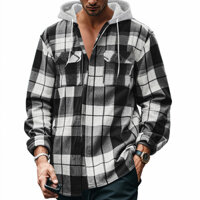 Popular Loose Casual Flannel Jacquard Long Sleeve Hooded Plaid Shirt Popular Loose Casual Flannel Jacquard Long Sleeve Hooded Plaid Shirt Sports pants 9FEc