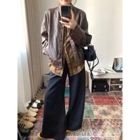 Popular Plaid2024Wear Autumn Plaid Shirt Suit Jacket Leather Coat Coat Retro Two-Piece Set Short Long Sleeve