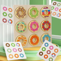 Popular#Children's Donut Parent-Child Interaction Early Childhood Education Enlightenment AIDS Educational Desktop Wooden Puzzle Toys6vv