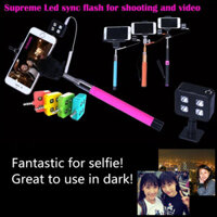 Portable 4 LED Enhancing Flash Fill Light For iPhone Universal Smartphone Selfie Stick