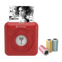 Portable Mini Printer, Thermal BT Label Maker with 1+ 3 Roller Label Paper, Image Photo Printer Wireless Thermal Printer, Pocket Printer Support fo...