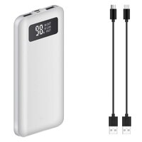 Portable Slim Power Bank Works for Your Nokia 515 with 10,000mAH Digital Display Screen, Status Update, and 3 Cables Included! (White)