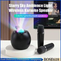 Portable Starry Sky Light Wireless Dual Microphone Bluetooth Loa K-Song All-In-One Hine Với Microphone Split