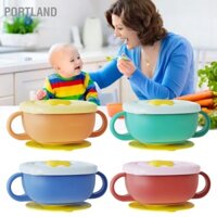 Portland Bát hút cho trẻ mới biết đi có nắp đậy chống rơi hai tai bằng thép không gỉ dành em trường mầm non tại nhà