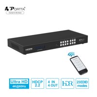 Portta HDMI Matrix Switch/Splitter 4x4 Support EDID Control and 4K@60Hz 18Gbps TCP/IP Control