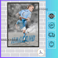 Poster Erling Haaland CLB Manchester City ,Khung Ảnh Bóng Đá-Tranh Treo Tường Decor Trang Trí (Gồm Poster + Khung)