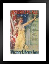 Poster Foundry WPA War Propaganda Americans All Victory Liberty Loan WWII Motivational Matted Framed Wall Art Print 20x26