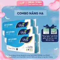 POSY - COMBO NẮNG HẠ 3 bịch Giấy vệ sinh 10 cuộn 3 lớp, 1.6kg/bịch - mềm mịn -  an toàn cho da - giá tốt nhất