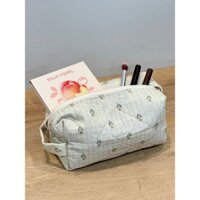 Pouch Túi đựng mỹ phẩm/đồ trang điểm vintage XANH TU LÍP