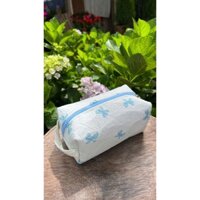 Pouch Túi đựng mỹ phẩm/đồ trang điểm vintage NƠ XANH