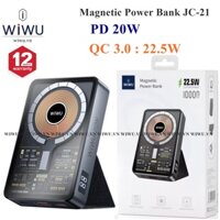 Power Bank WIWU JC-21 Magnetic – Pin , Sạc dự phòng 22.5W kèm giá đỡ cho iPhone 14 /14 Pro Max . Trong suốt lộ cơ