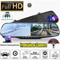 POWONE 1080P HD Car DVR Camera xe hơi ống kính kép Máy quay video 4.3 inch Gương chiếu hậu với bảng điều khiển Full HD