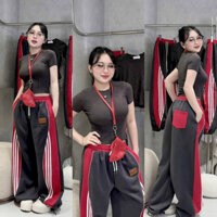 PP33- Sét bộ thun borip áo form suông tay ngắ, phối quần joger chạy sọc dây rút